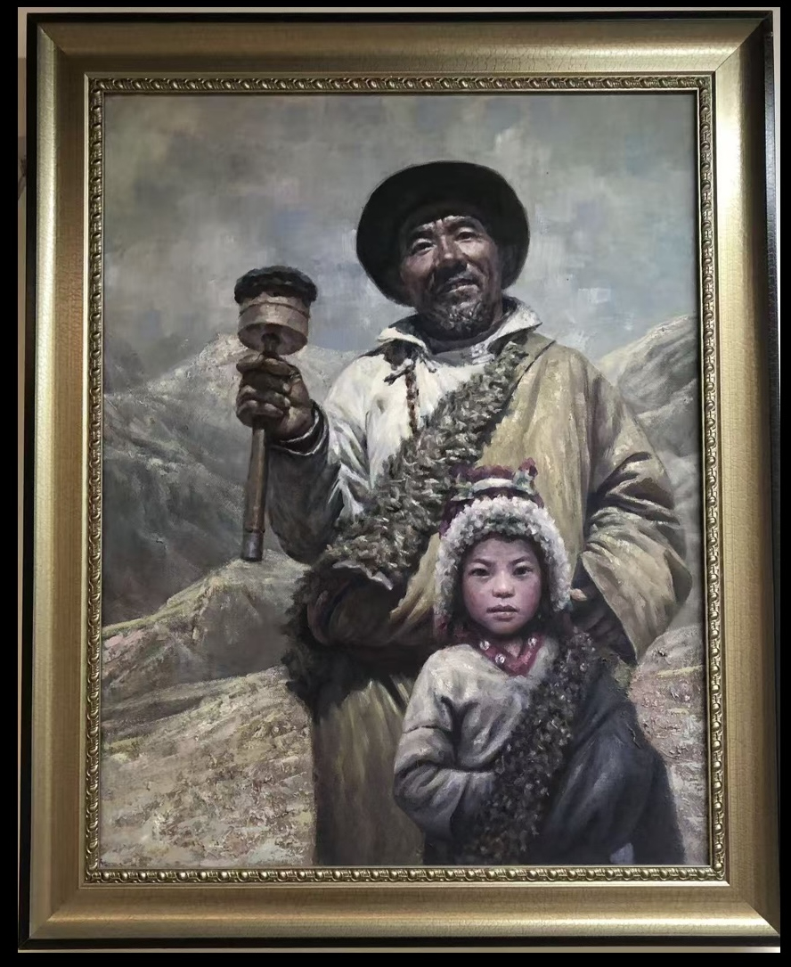 Pere et fille tableau de Wu-Ji